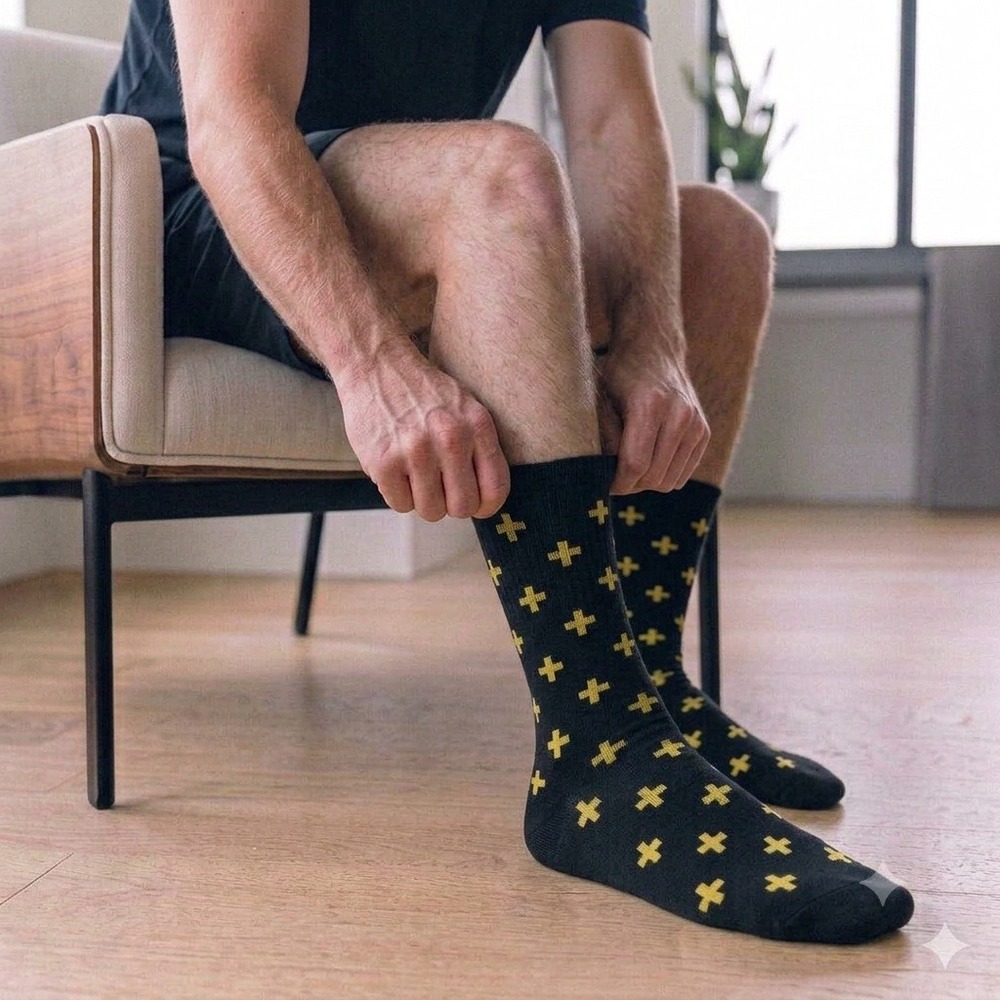 Dr. Martens Cross Logo Socks Unisex S/M Black Yellow New Crew Cotton Portugal